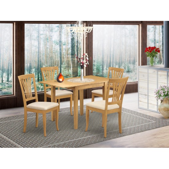 Dining Set 5 Pc, Four Chairs, Gorgeous Table, Oak Color Linen, Oak Finish Hardwood Frame