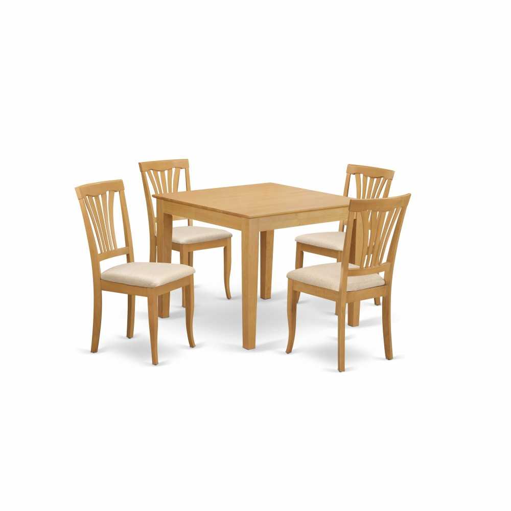 Oxav5-Oak-C 5 Pc Kitchen Table Set - Kitchen Dinette Table And 4 Dining Chairs