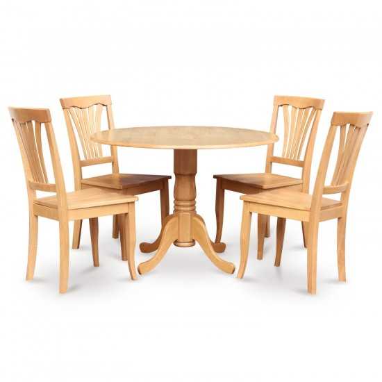 5 Pc Kitchen Table Set-Drop Leaf Table And 4 Dinette Chairs