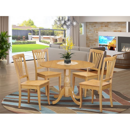 5 Pc Kitchen Table Set-Drop Leaf Table And 4 Dinette Chairs