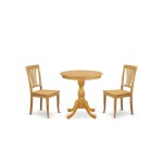 3-Pc Kitchen Table Set 2 Dining Room Chairs And 1 Dining Room Table (Oak)