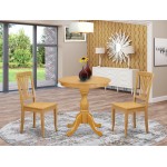 3-Pc Kitchen Table Set 2 Dining Room Chairs And 1 Dining Room Table (Oak)