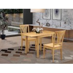 Wooden Dining Set 3 Pc- 2 Chairs, Stunning Table, Oak Finish Hardwood Chair Seat, Oak Finish Frame