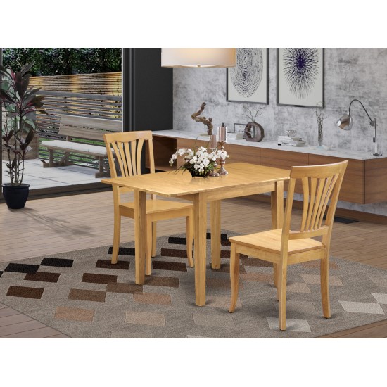 Wooden Dining Set 3 Pc- 2 Chairs, Stunning Table, Oak Finish Hardwood Chair Seat, Oak Finish Frame