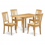 Dining Set 5 Pc- 4 Dining Chairs, Table, Oak Hardwood Chair Seat, Oak Finish Hardwood Structure.