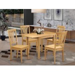 Dining Set 5 Pc- 4 Dining Chairs, Table, Oak Hardwood Chair Seat, Oak Finish Hardwood Structure.