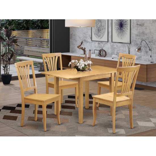 Dining Set 5 Pc- 4 Dining Chairs, Table, Oak Hardwood Chair Seat, Oak Finish Hardwood Structure.