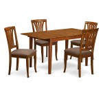 5 Pc Small Dinette Set - Table With Leaf And 4 Kitchen Dining Chairs