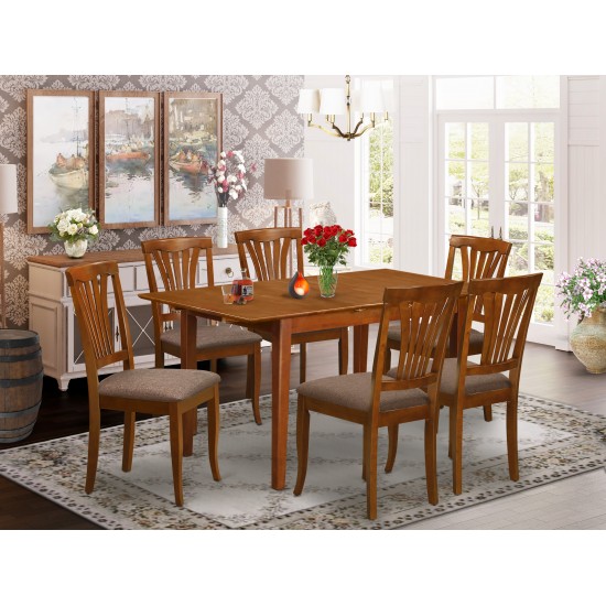 7 Pc Dinette Set For Small Spaces - Table With Leaf And 6 Dining Chairs