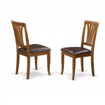 3 Pc Set Milan Table With Leaf And 2 Leather Chairs In Saddle Brown