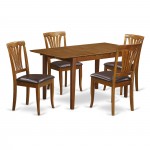 5 Pc Small Kitchen Table Set - Table With Leaf And 4 Chairs For Dining Room