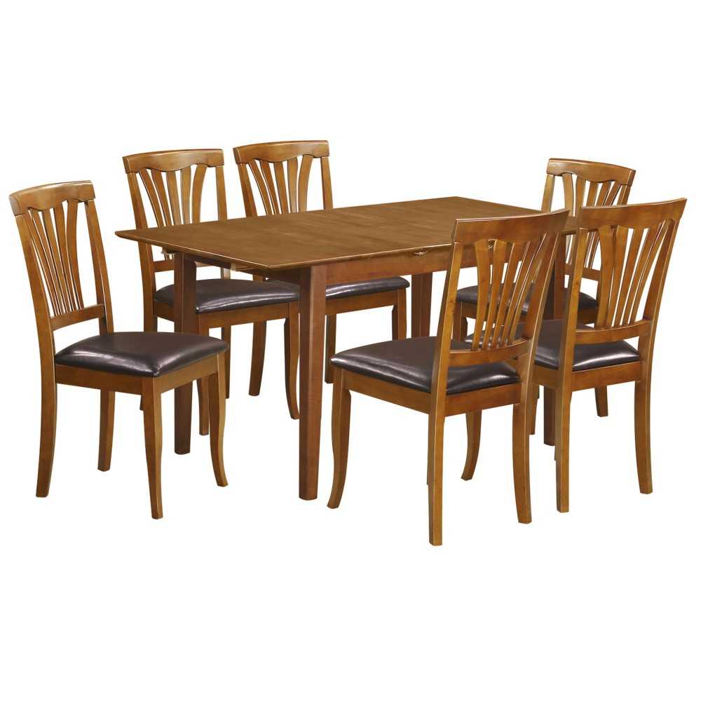 7 Pc Small Dinette Table That Has Leaf With 6 Dining Table Chairs