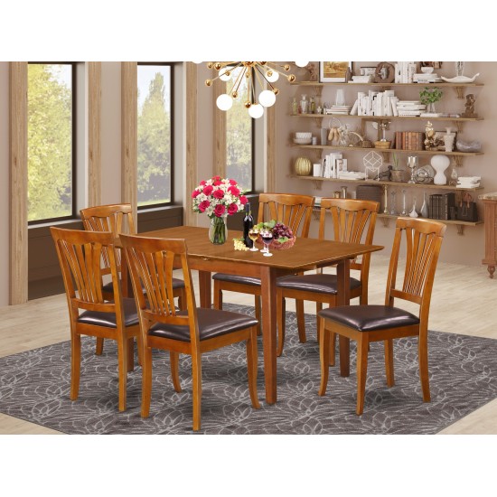 7 Pc Small Dinette Table That Has Leaf With 6 Dining Table Chairs