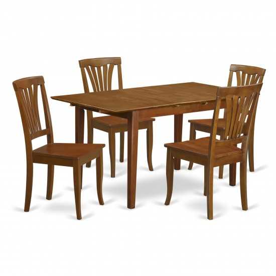 5 Pc Dinette Set For Small Spaces With Leaf And 4 Kitchen Dining Chairs