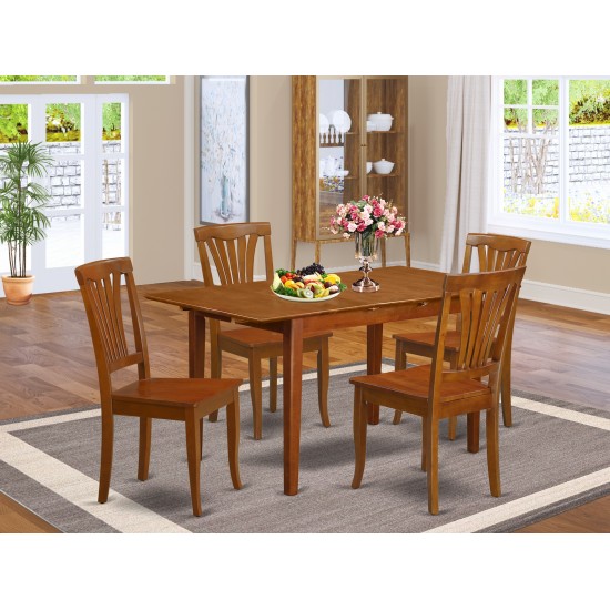 5 Pc Dinette Set For Small Spaces With Leaf And 4 Kitchen Dining Chairs