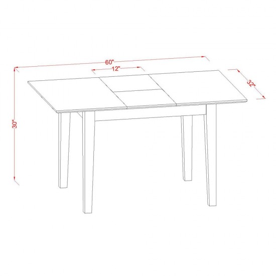 5 Pc Dinette Set For Small Spaces With Leaf And 4 Kitchen Dining Chairs