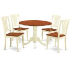 5 Pc Dining Set-Round Table And 4 Kitchen Chairs