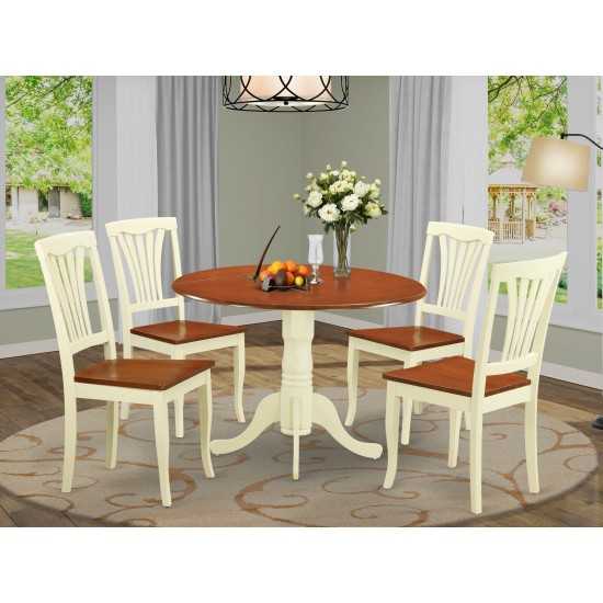 5 Pc Dining Set-Round Table And 4 Kitchen Chairs