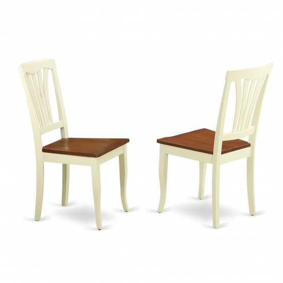 3 Pc Set, Round Small Table, 2 Wood Dinette Chairs In Buttermilk, Cherry .