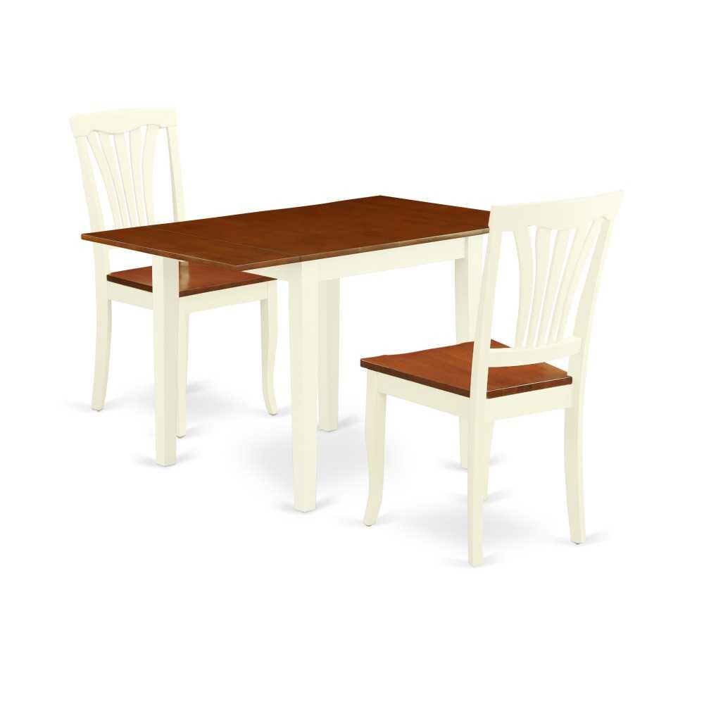 Wooden Dining Set 3 Pc- 2 Chairs, Table, Butter Milk Finish