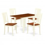 Kitchen Dining Set 5 Pc- 4 Chairs, Wood Table, Cherry Finish Chair Seat, Butter Milk Finish Hardwood Frame.