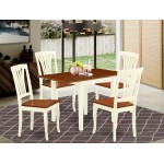 Kitchen Dining Set 5 Pc- 4 Chairs, Wood Table, Cherry Finish Chair Seat, Butter Milk Finish Hardwood Frame.