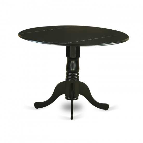 3Pc Small Round Table, Grayish Blue Fabric Kitchen Chairs, Black Chair Legs