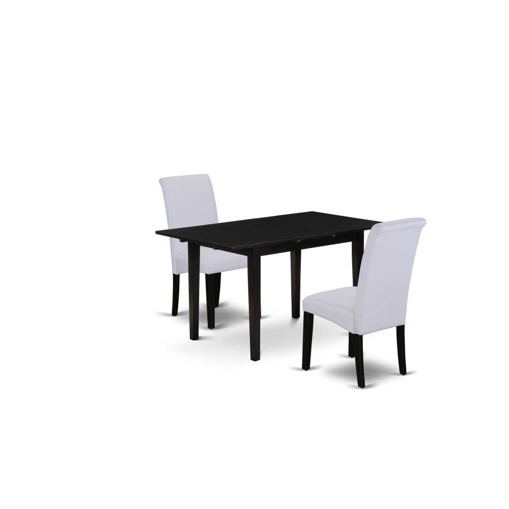 3-Pc Kitchen Set, 2 Parson Chairs, Gray Upholstered Seat, Dining Table, Black 3-Pc Kitchen Set, 2 Parson Chairs, Gray Upholstered Seat, Dining Table, Black