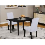 3-Pc Kitchen Set, 2 Parson Chairs, Gray Upholstered Seat, Dining Table, Black