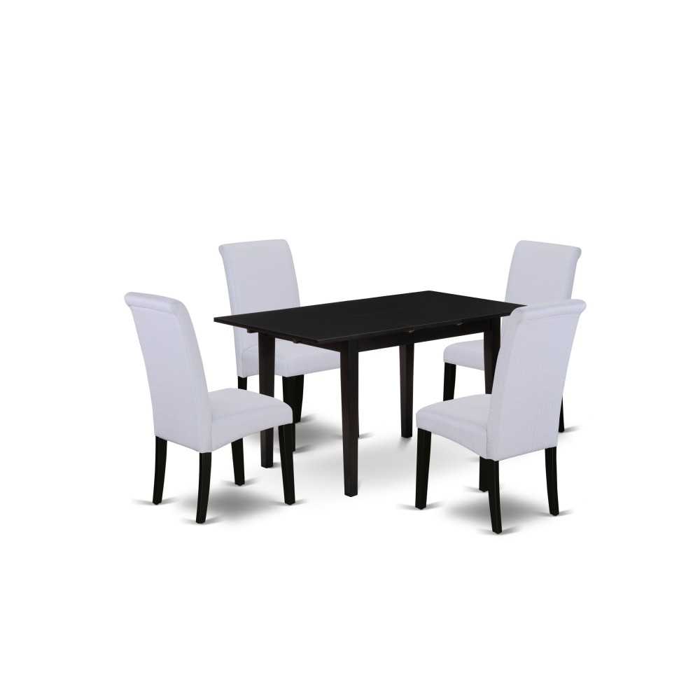 5Pc Kitchen Dining Set, 4 Chairs, Gray Upholstered Seat, Rectangle Table, Black