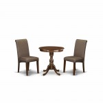 3-Pc Dining Set 2 Kitchen Chairs And 1 Dining Table (Mahogany Finish)