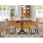 3-Pc Dining Set 2 Kitchen Chairs And 1 Dining Table (Mahogany Finish)