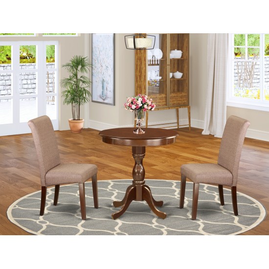 3-Pc Dining Set 2 Kitchen Chairs And 1 Dining Table (Mahogany Finish)