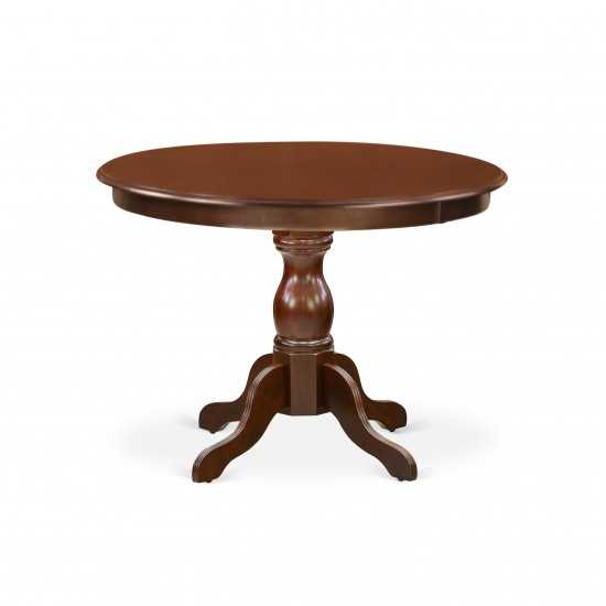 5 Pc Dining Set, Mahogany Wood Table, 4 Brown Faux Leather Chairs, High Back, Mahogany Finish