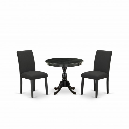 3 Pc Dinette Sets, 1 Wooden Table, 2 Black Chairs,Black