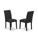 3 Pc Dining Set, 1 Drop Leaves Table, 2 Black Padded Chair, High Back, Wire Brushed Black Finish