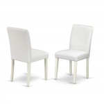 3 Pc Dining Set, Linen White Table, 2 White Faux Leather Chairs, High Back