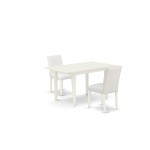 3-Pc Dinette Set, 2 Kitchen Parson Chairs, Butterfly Leaf Dinner Table, Linen White