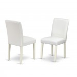 5Pc Dining Set, 4 Chairs, Butterfly Leaf Wood Dining Table, Linen White