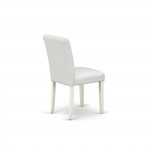 5Pc Dining Set, 4 Chairs, Butterfly Leaf Wood Dining Table, Linen White