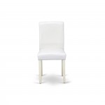 5Pc Square 36" Table, Four Parson Chair, White Leg, Pu Leather Color White