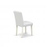 5Pc Square 36" Table, Four Parson Chair, White Leg, Pu Leather Color White