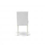 5Pc Square 36" Table, Four Parson Chair, White Leg, Pu Leather Color White