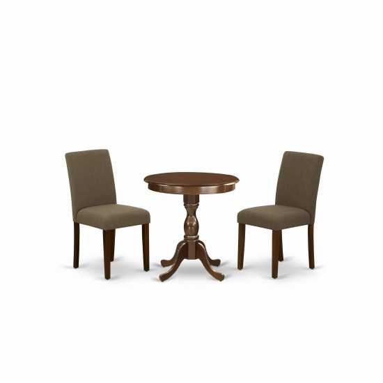 3-Pc Dinette Set 2 Upholstered Dining Chairs And 1 Dining Table (Mahogany)