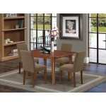 5Pc 42/54" Dining Table, 12 In Self Storing Butterfly Leaf, Four Parson Chair, Mahogany Leg, Coffee