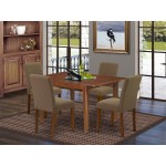 5Pc Rectangle 42/53.5" Dinette Table, 12 In Leaf, Four Parson Chair, Mahogany Leg, Coffee