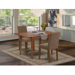 3Pc Rectangle 48/60" Kitchen Table, 12 In Leaf, Pair Of Parson Chair, Mahogany Leg, Coffee