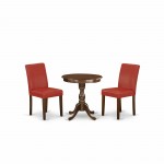 3-Pc Kitchen Dining Room Set 2 Dining Padded Chairs, 1 Dining Table (Mahogany)