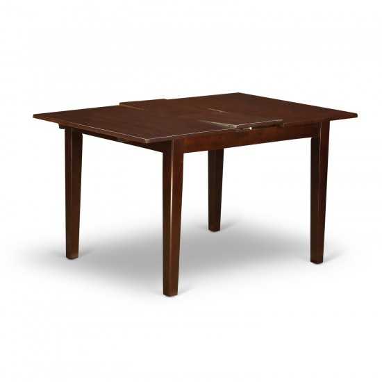 3Pc Rectangular 42/54" Table, 12 In Leaf, Two Parson Chair, Mahogany Leg, Pu Leather Color Firebrick Red