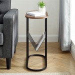 Margo 11" Oblong Side Table with Magazine Rack - Dark Walnut